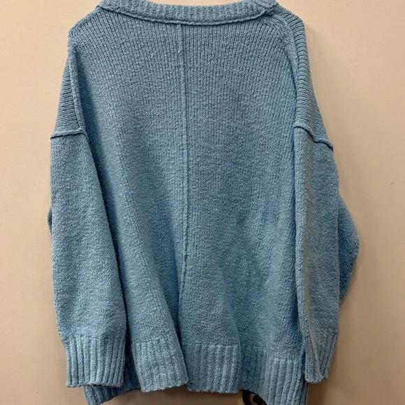 Free People Blue Brookside Tunic Oversized Scoop Neck Sweater Size Medium - Picture 8 of 10